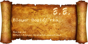 Bleyer Boglárka névjegykártya